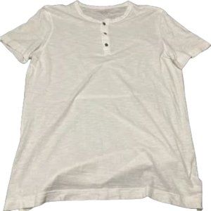 Banana Republic Vintage Henley Tee Organic Cotton, White, Large/Grande